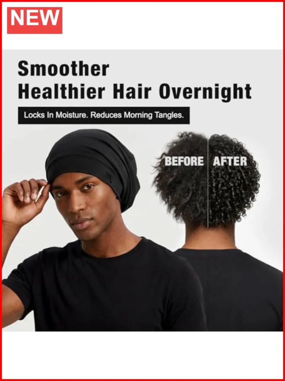 2 Pack Silk Satin Hair Bonnet for Men Adjustable Stay-On Sleep Cap Beanie Curly